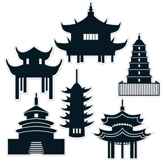 Asian Pagoda Silhouettes | 6ct