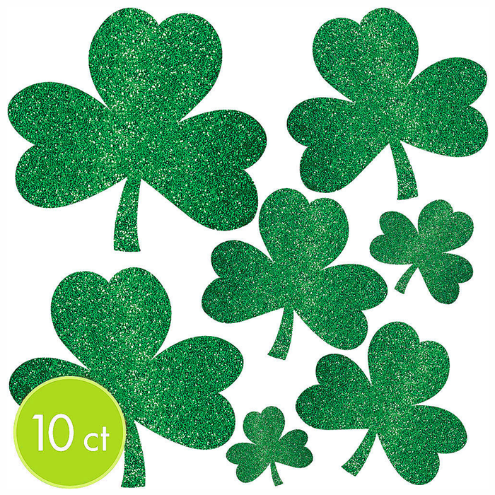 Glitter Shamrock Cutouts | 10ct