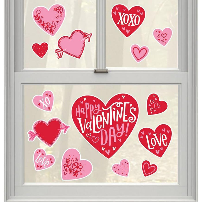 Happy Valentine's Day Vinyl Cling Decals | 15pc