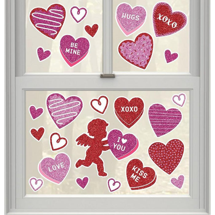 Glitter Valentine's Day Vinyl Cling Decals | 25pc