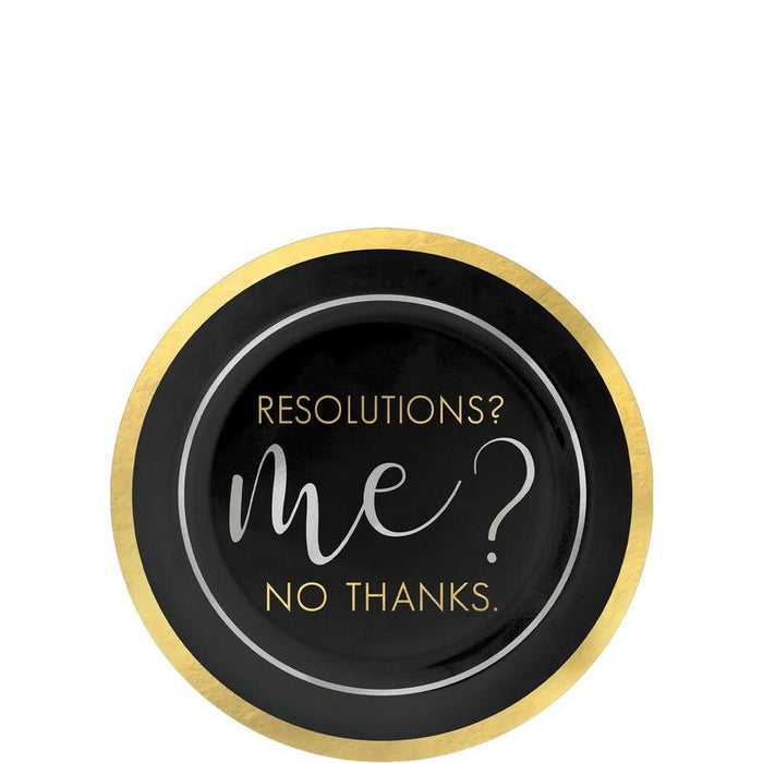 New Years Resolutions? No Thanks Plastic Dessert Plates, 7.5" | 20ct