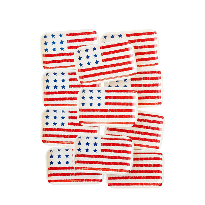 Shaped Paper Plate Scribbled Flag | 8 ct