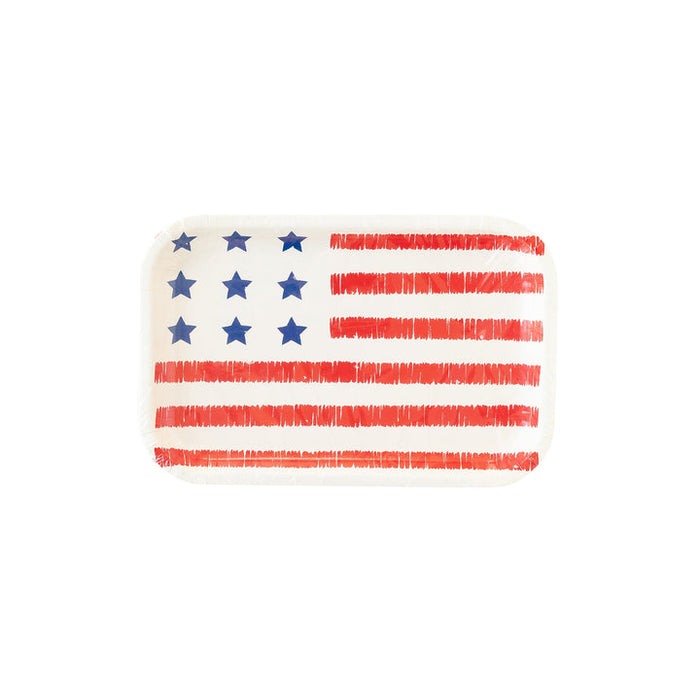 Shaped Paper Plate Scribbled Flag | 8 ct