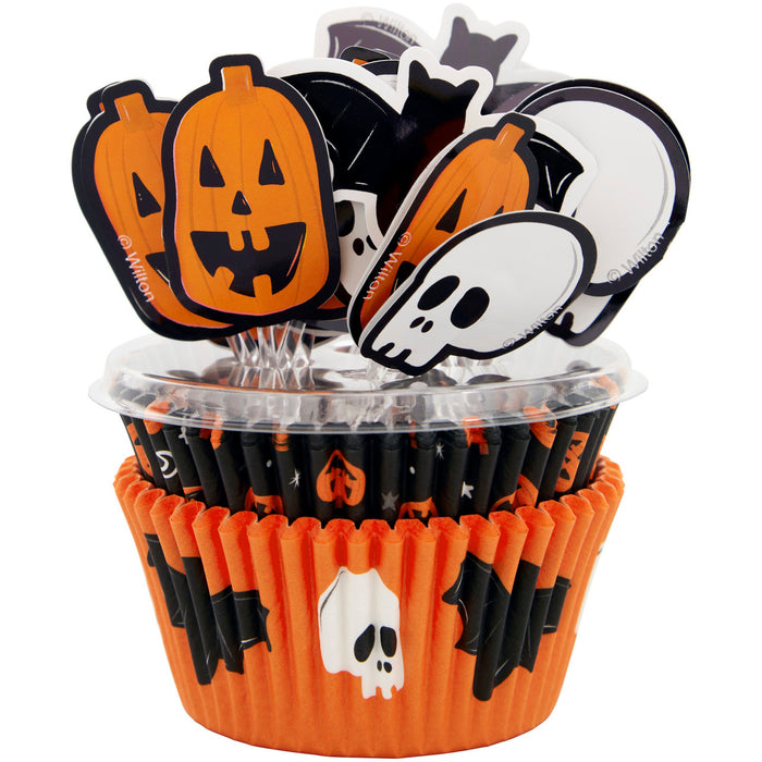 Halloween Skull Bat and Pumpkin Cupcake Kit 72ct