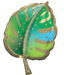 30" Tropical Leaf SuperShape Mylar Balloon.  The balloon is in the shape of a 30-inch leaf with green blue and gold.