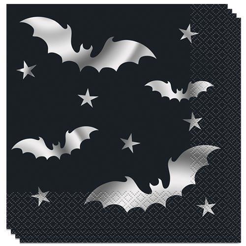 Halloween Silver Bats Lunch Napkins 20ct