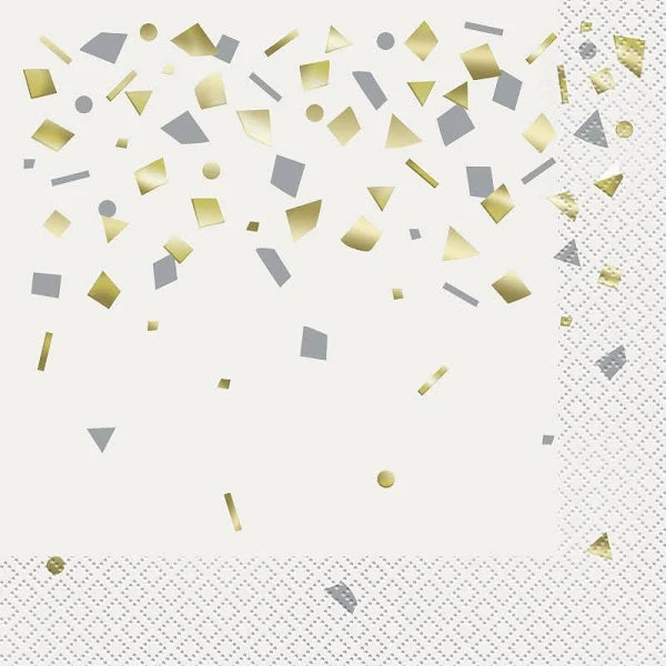 New Year's Gold Confetti Celebrate Paper Luncheon Napkins, 6.5in | 20ct