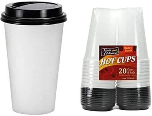 Disposable Coffee Cups - 16oz Insulated Paper Hot Cups - White